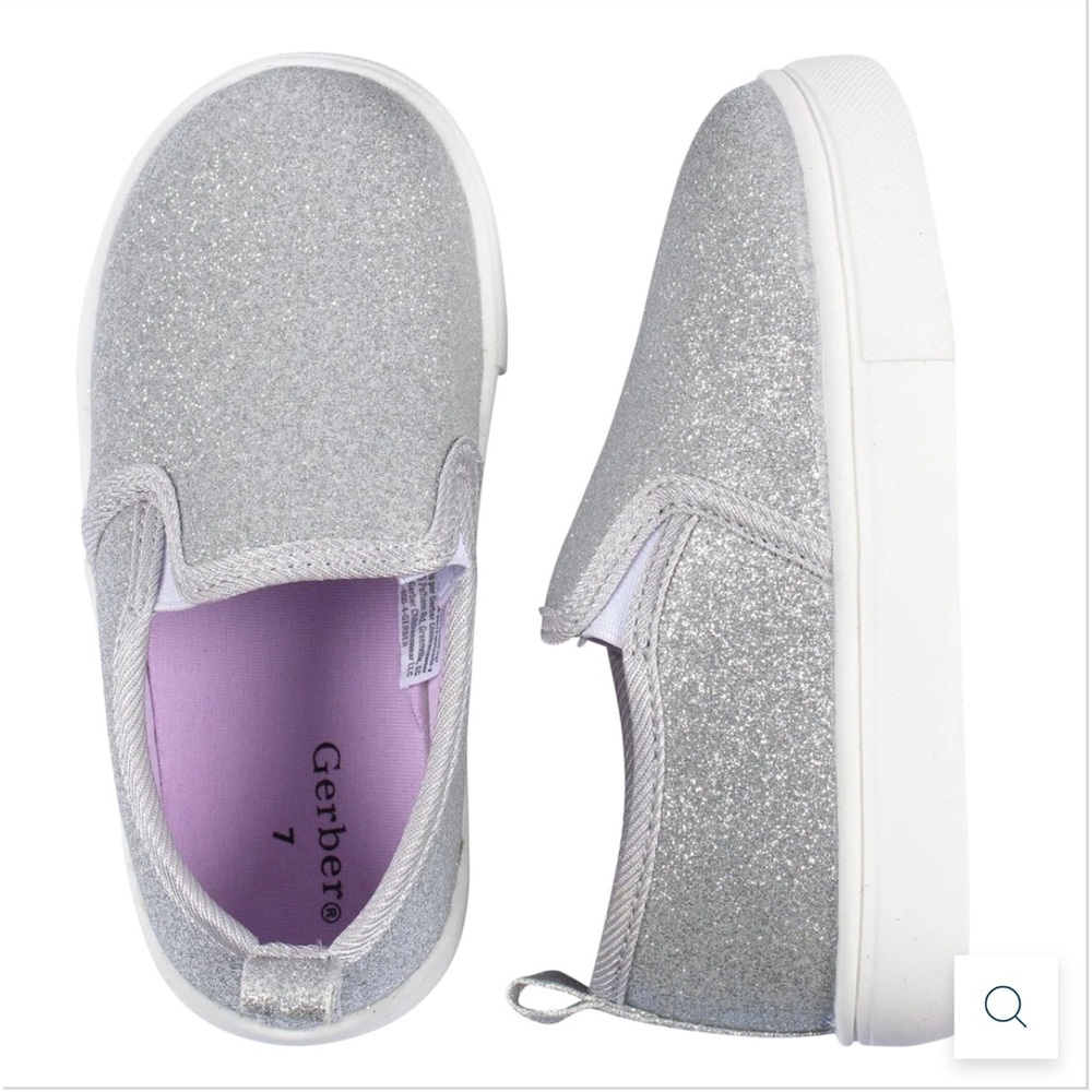 Toddler Girls Silver Glitter Slip-On Sneaker